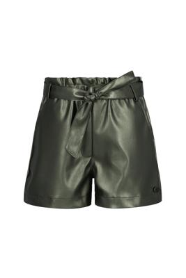 Like Flo winter nep leren short meisjes - groen - Fay-Linn - schelpenriem