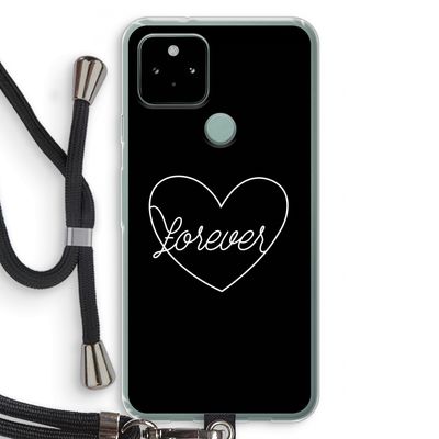Forever heart black: Pixel 5 Transparant Hoesje met koord