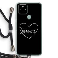 Forever heart black: Pixel 5 Transparant Hoesje met koord