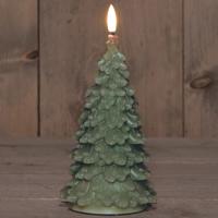 Anna's Collection LED kerstboom kaars - groen - 20 cm - kerstkaars - kerstdiner kaarsen