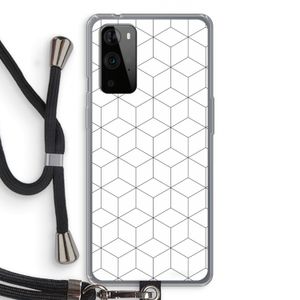 Zwart-witte kubussen: OnePlus 9 Pro Transparant Hoesje met koord