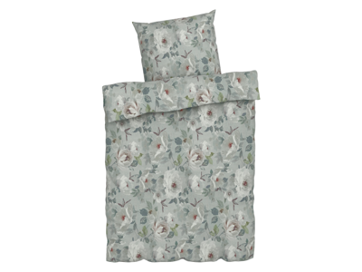 LIVARNO home Dekbedovertrek 200 x 200 cm (Bloemen groot/groen)