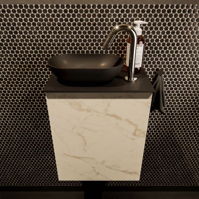Mondiaz Fowy toiletmeubel 40cm Carrara met blad en waskom urban links 1 kraangat