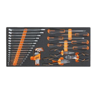 Beta MC10 Zachte foam inlegbak met steekringsleutels | Beta Easy schroevendraaiers | tangen en zeskant stiftsleutels - 027500011 027500011