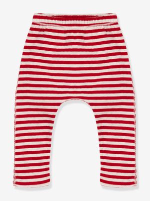 Gestreepte babybroek in tubing - PETIT BATEAU rood