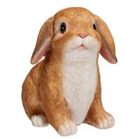 Home & Styling Decoratie paashaas / konijn - hangoren - bruin - polystone - 13 cm - zittend