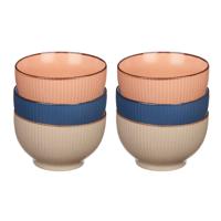 Kommetjes/serveer schaaltjes - 6x stuks - Mistique - porselein - D14 x H8 cm - 3 kleuren