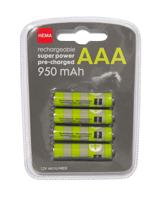 HEMA Oplaadbare AAA Batterijen 950mAh Plus - 4 Stuks