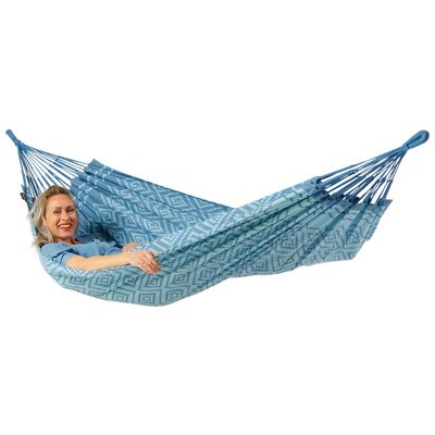 Eenpersoons hangmat - 300x140cm - Blauw - 120kg draagkracht- 100% katoen - binnen & buiten