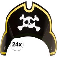 Feesthoedjes Piraten - 24x stuks - kinderfeestje - kapitein - themafeest - piratenhoed