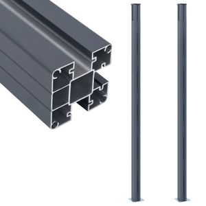 VidaXL Schuttingpalen 2 st 185 cm aluminium donkergrijs