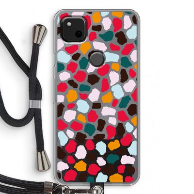 Colored Giraffe: Pixel 4a Transparant Hoesje met koord