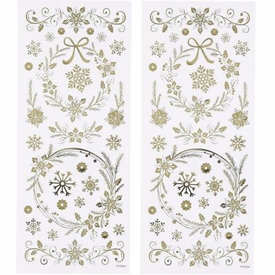 3x velletjes sneeuwvlokken stickers goud 29x per vel
