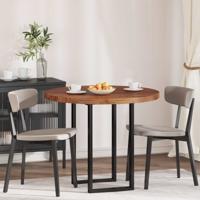 Tafelblad Licht Bruin Ø 90 x 4 cm Massief Eikenhout