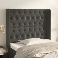 Hoofdbord met randen 93x16x118/128 cm fluweel donkergrijs