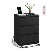 Bijzettafel 3 lades modern ebbenhout, Ebbenhout zwart / 1