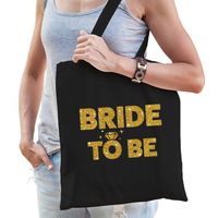 1x Bride To Be vrijgezellenfeest tasje zwart goud/ goodiebag dames - thumbnail