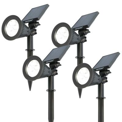 Set van 4 Bend solar prikspots - Incl. Schemerschakelaar - 6000K koud wit - 2 lichtstanden - 200lm - 6-9 uur brandtijd - Kantelbaar en richtbaar - IP65 waterdicht