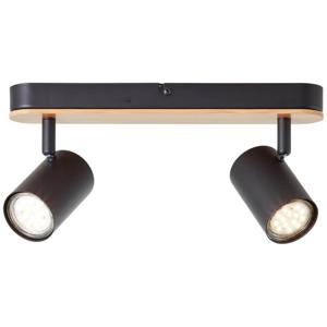 Brilliant Plafondlamp Niels zwart met hout 99763/76