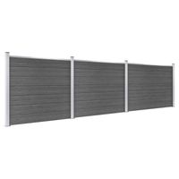 The Living Store Schuttingplankenset - HKC - Aluminium/staal - Zwart - 526x146 cm