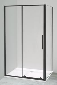Luca Varess Morano douchecabine met schuifdeur en vaste zijwand 80 x 120 cm helder glas mat zwart profiel