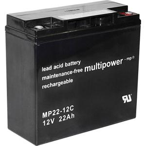 multipower PB-12-22-M5 Loodaccu 12 V 22 Ah Loodvlies (AGM) (b x h x d) 181 x 167 x 76 mm M6-schroefaansluiting Cyclusbestendig, Onderhoudsvrij, Geringe