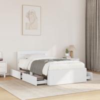 Bedframe met hoofdeinde zonder matras 100x200 cm wit