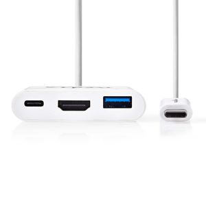 Nedis CCGB64765WT02 video kabel adapter 0,2 m USB Type-C USB Type-C + USB Type-A + HDMI Wit