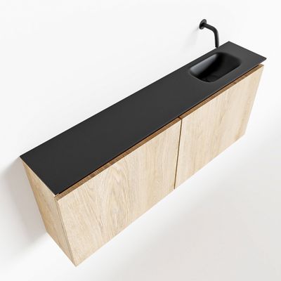 Toiletmeubel Mondiaz Ture | 120 cm | Meubelkleur Washed oak | Eden wastafel Urban Rechts | Zonder kraangat