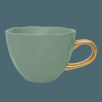 Good Morning kop Cappuccino / Thee Ø11 cm - Jade Glans (set van 4)
