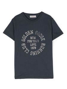 Golden Goose Kids t-shirt en coton à logo imprimé - Bleu