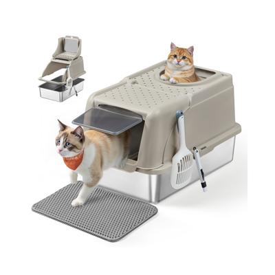 Kattenbak met draaideksel en lekvrije constructie, Cappuccino Beige