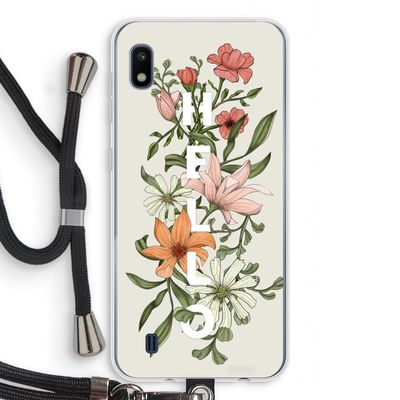 Hello bloemen: Samsung Galaxy A10 Transparant Hoesje met koord