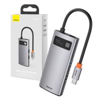 Baseus Metal Gleam Series 4-in-1 USB-C Hub dockingstation voor mobiel apparaat Tablet/smartphone Zilver - thumbnail