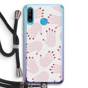 Hands pink: Huawei P30 Lite Transparant Hoesje met koord