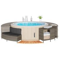 Hottub-ombouw poly rattan massief acaciahout grijs