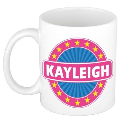 Kayleigh voornaam koffiemok - beker - wit/roze - 300 ml - Cadeau - Dames - Collega - Moederdag Kayleigh voornaam koffiemok - beker - wit/roze - 300 ml - Cadeau - Dames - Collega - Moederdag