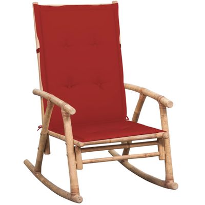 VidaXL Schommelstoel met kussen bamboe