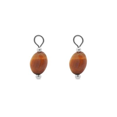 Oorbelhangers tiger’s eye ovale kraal - Stainless steel - Zilver