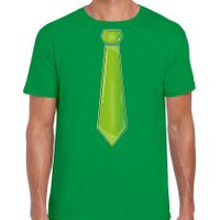 Verkleed t-shirt voor heren - stropdas groen - groen - carnaval - foute party - verkleedshirt