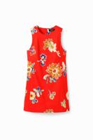 Korte slim fit jurk met bloemen - RED - XS