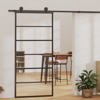 VidaXL Schuifdeur 90x205 cm esg-glas en aluminium zwart