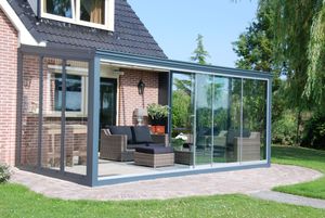 Tijdelijk 15% korting | Verasol Glastuinkamer met glasdak 400x300 cm op 2 staanders Aluminium Verasol