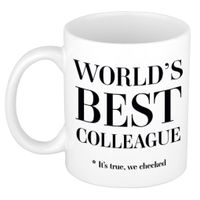 Worlds best colleague cadeau koffiemok / theebeker wit 330 ml - Cadeau mokken   -