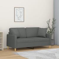 Tweezitsbank met sierkussens 140 cm stof donkergrijs