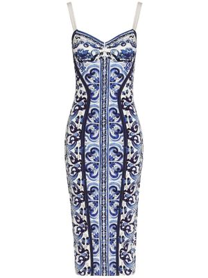 Dolce & Gabbana robe-bustier à imprimé Majolica - Bleu