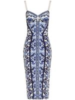 Dolce & Gabbana robe-bustier à imprimé Majolica - Bleu