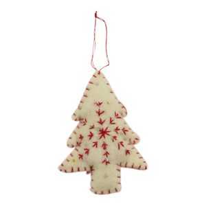 Decoratieve Vilten Kerstboom Wit-Rood