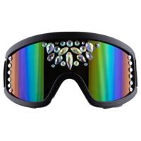 Funny Fashion Ski Bril - 18 x 10 x 7 cm - metallic - met strass steentjes - zilver - apres ski