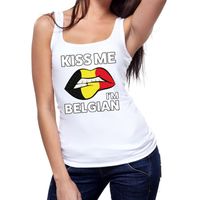 Kiss me I am Belgian tanktop / mouwloos shirt wit dames XL  -